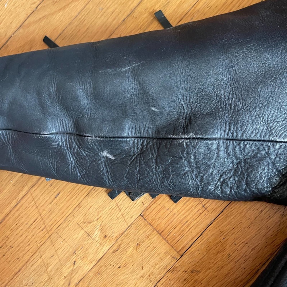 80s Vintage Fringe Motorcycle Jacket w Harley Patches - Picture 7 of 9